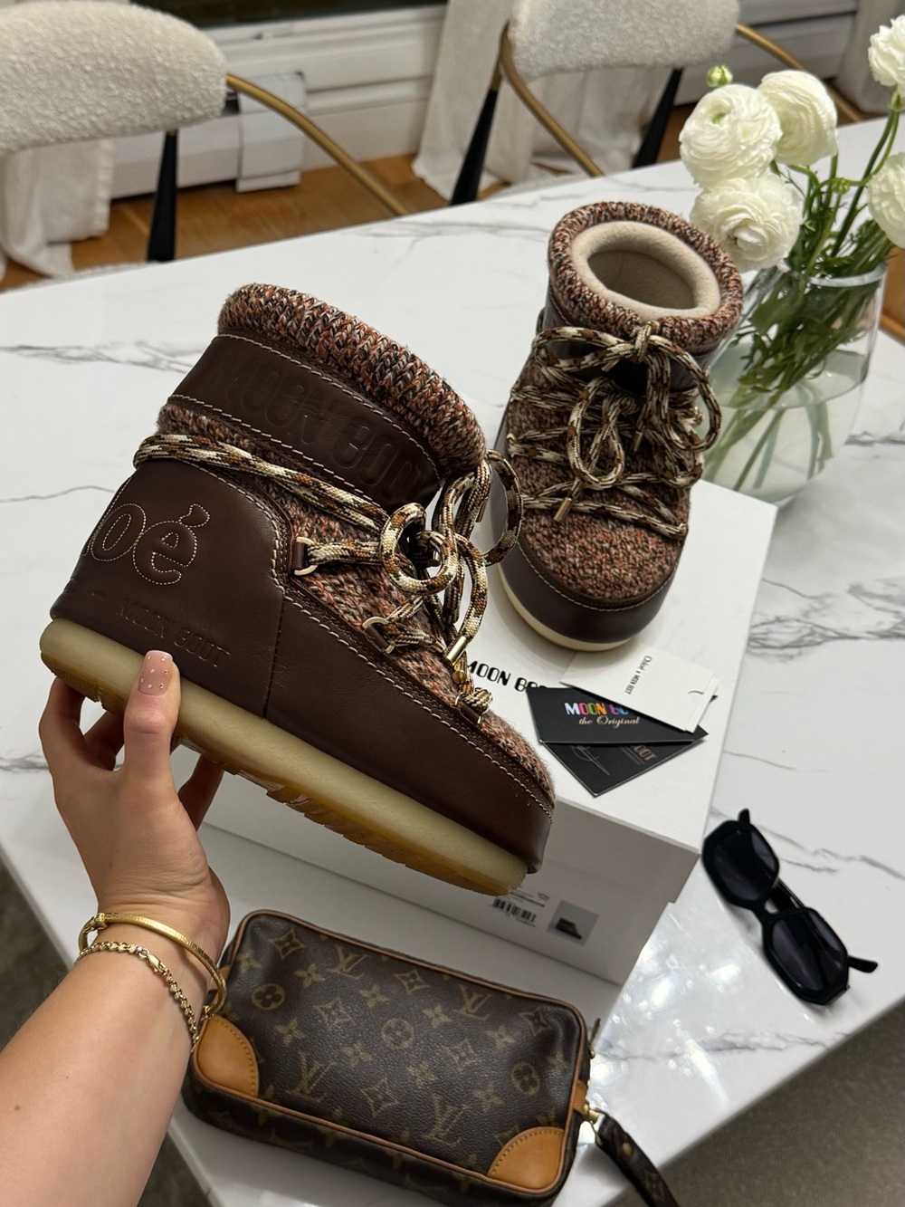 Chloe Brown & Cream Winter Moon Boots